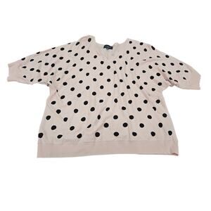 Premise Woman 1X Polka Dot Sweater Pink Black French Girl Style